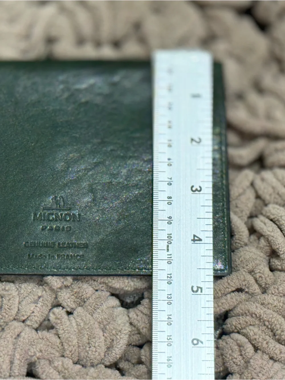 Mignon Paris Vintage Green Leather Envelope Case Passport Wallet Made in France